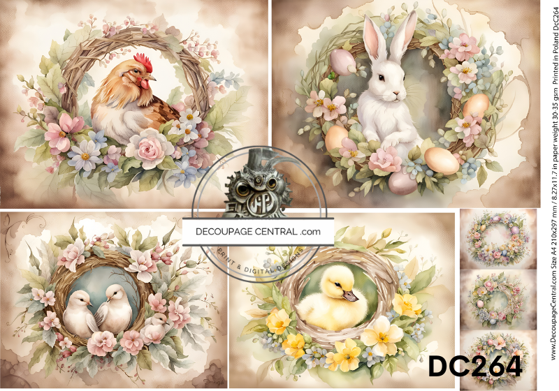 Spring Animal Wreaths Rice Paper - Decoupage Central
