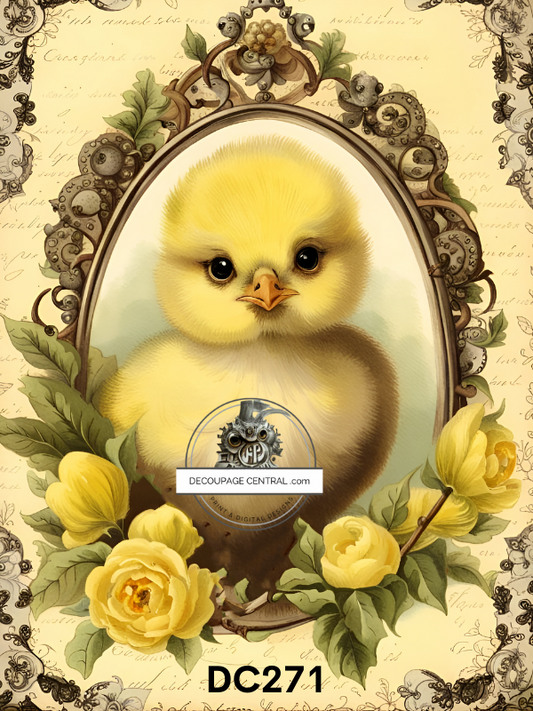 Adorable Chick Portrait Rice Paper (DC271) - Decoupage Central