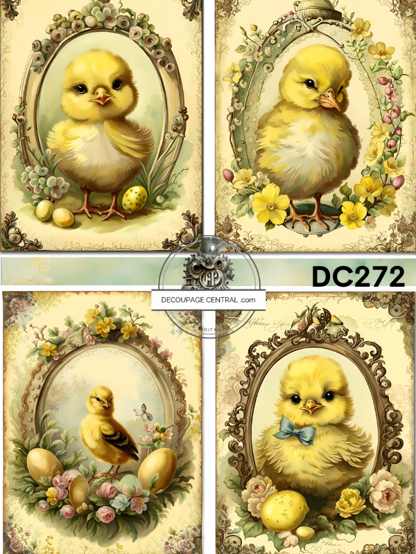 Framed Chicks Multi Rice Paper (DC272)- Decoupage Central