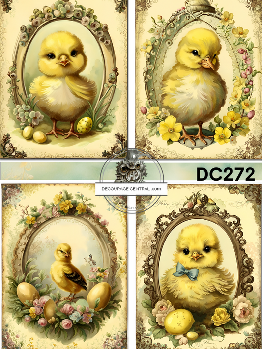 Framed Chicks Multi Rice Paper - Decoupage Central