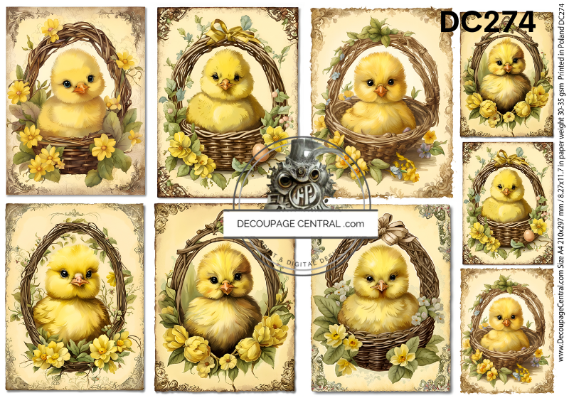 Chicks in Baskets Multi Rice Paper (DC274) - Decoupage Central