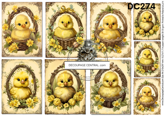 Chicks in Baskets Multi Rice Paper - Decoupage Central