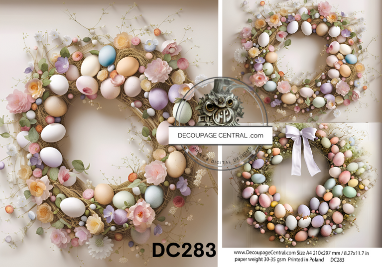 Easter Wreaths Rice Paper (DC283)- Decoupage Central