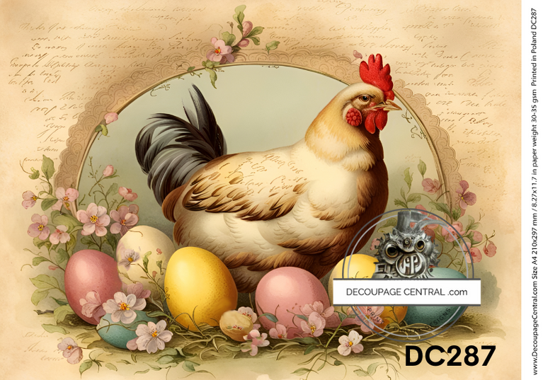 Hen with Easter Eggs Rice Paper (DC287)- Decoupage Central