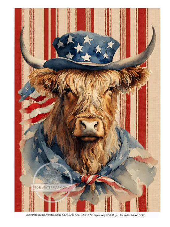 Cows & Stripes Rice Paper (DC352)- Decoupage Central