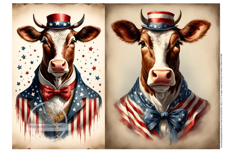 Red White & Moo Rice Paper (DC368)- Decoupage Central
