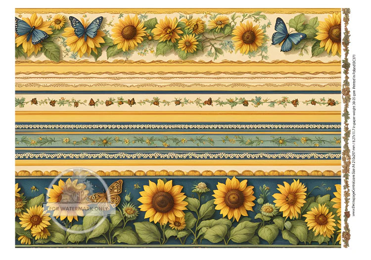 Sunflower Trim Minis Rice Paper - Decoupage Central