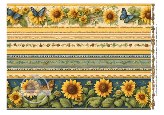 Sunflower Trim Minis Rice Paper - Decoupage Central