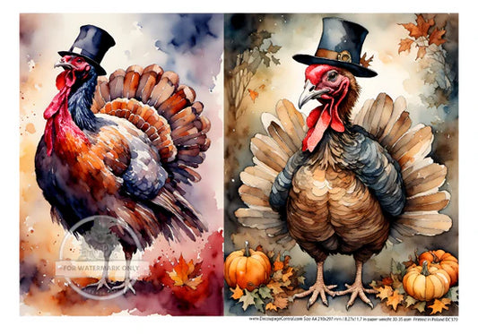 Turkey Day Duo Rice Paper - Decoupage Central