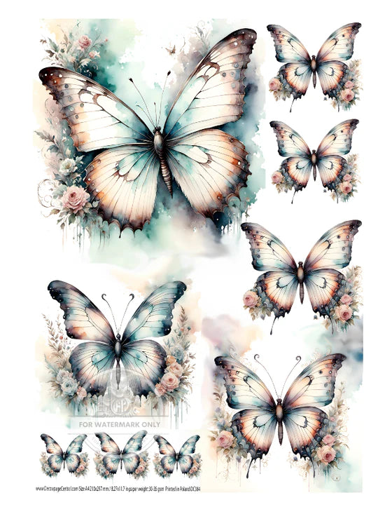 Cottagecore Butterflies Rice Paper (DC384)- Decoupage Central
