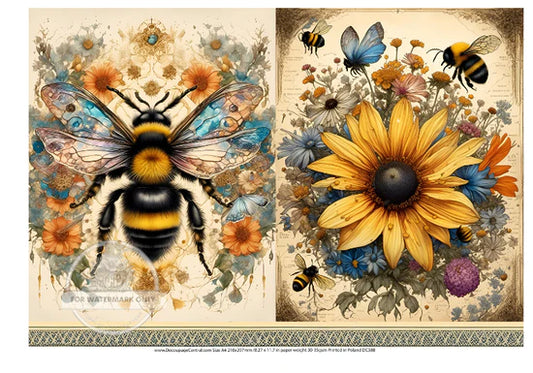 Bee & Daisy Duo Rice Paper - Decoupage Central
