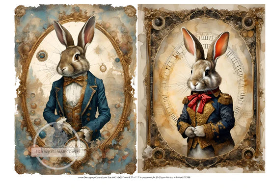 Napoleon Bunny-Parte Duo Rice Paper (DC390)- Decoupage Central