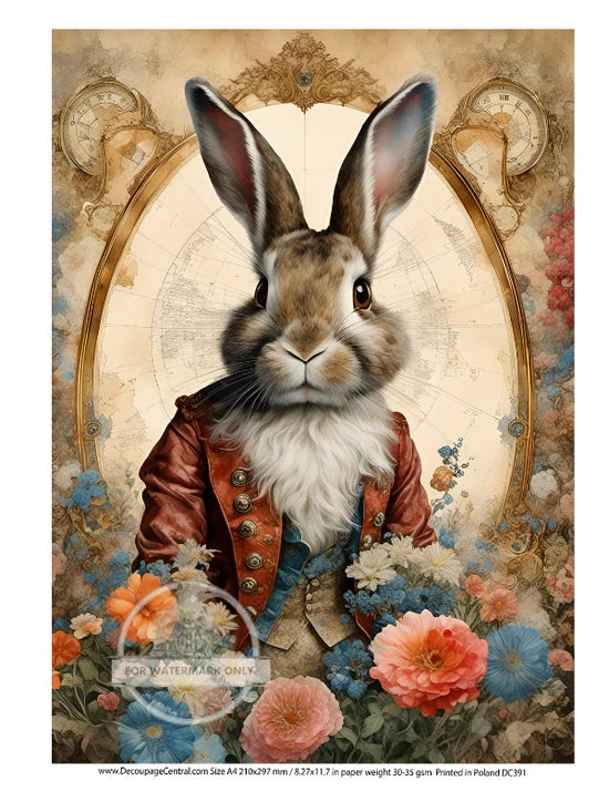 Napoleon Bunny-Parte Rice Paper (DC391) - Decoupage Central