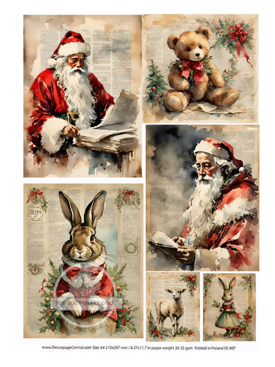 Vintage Christmas Collection Rice Paper (DC407)- Decoupage Central
