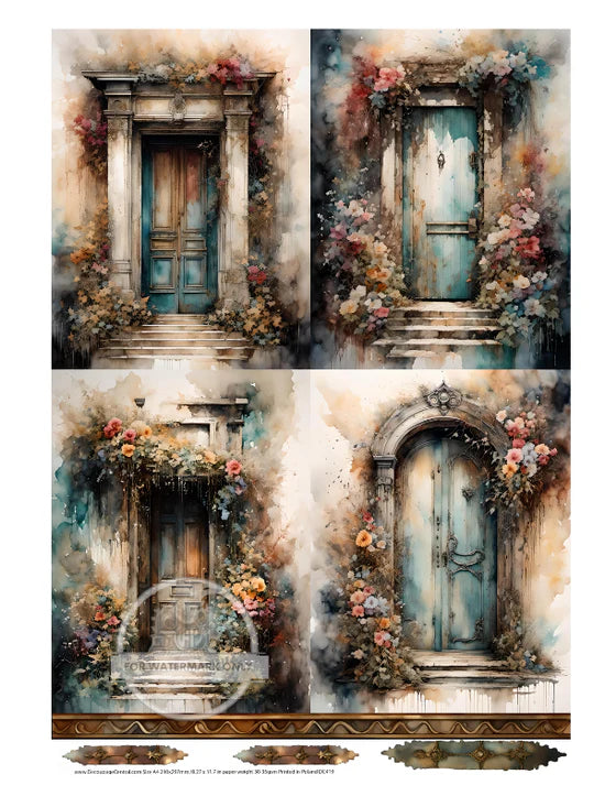 Cottage Core Door Quad Rice Paper (DC419)- Decoupage Central