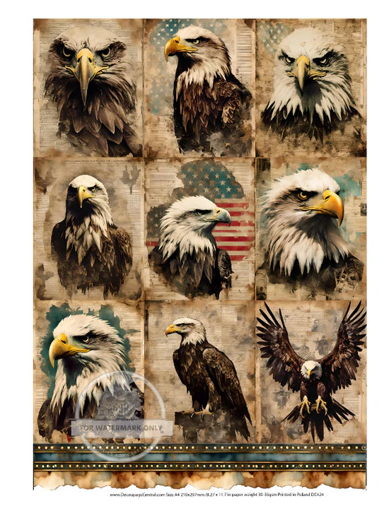 Eagle Portraits Rice Paper - Decoupage Central