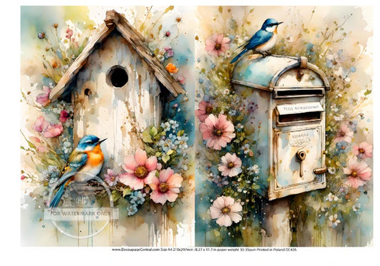 Mailbox & Birdhouse Rice Paper - Decoupage Central