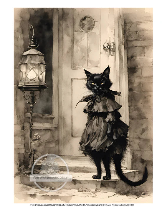 Porch Cat Rice Paper (DC431)- Decoupage Central