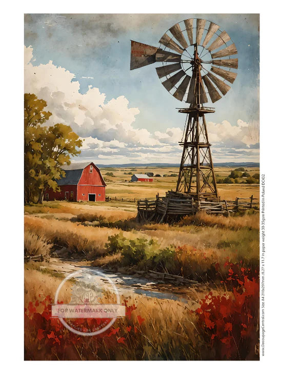 Nebraska Farm Rice Paper - Decoupage Central