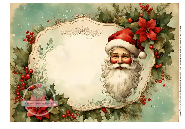 Label Santa Rice Paper - Decoupage Central