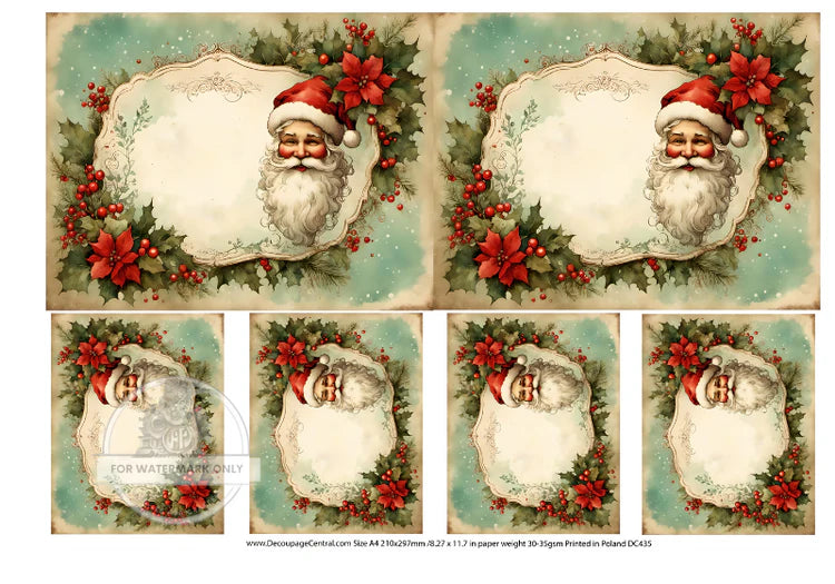 Label Santa Multi Rice Paper (DC435)- Decoupage Central