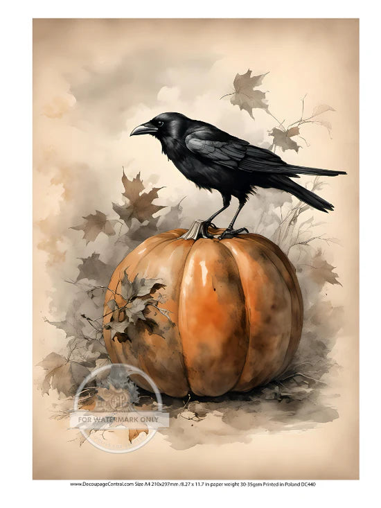 Raven Pumpkin Rice Paper (DC440) - Decoupage Central