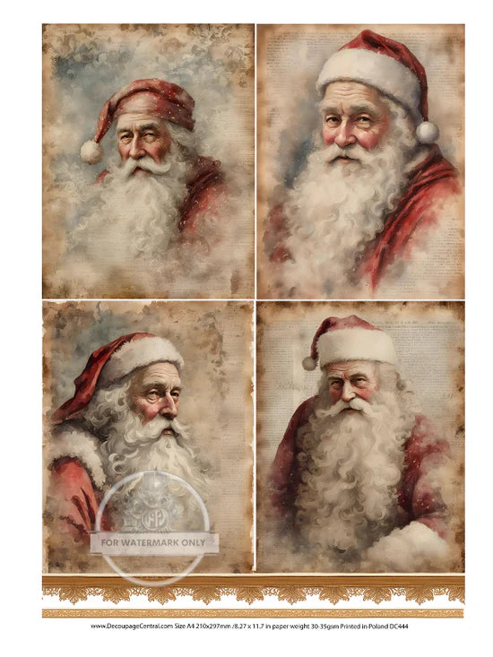 Victorian Santas Rice Paper (DC444)- Decoupage Central