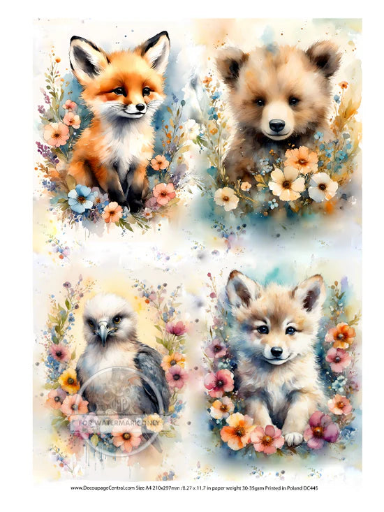 Forest Baby Wreaths Rice Paper (DC445)- Decoupage Central