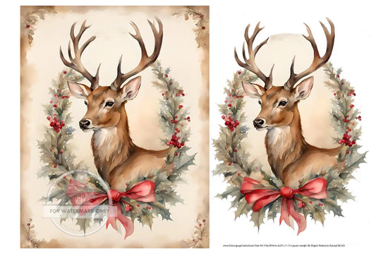 Christmas Stag Duo Rice Paper - Decoupage Central