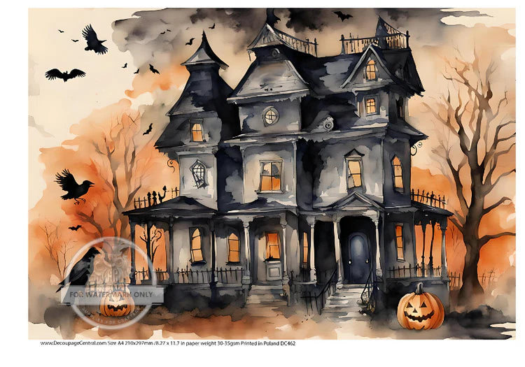 Halloween Mansion Rice Paper - Decoupage Central