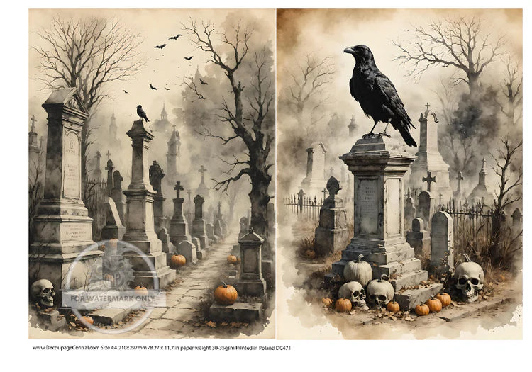 Spooky Cemetery Rice Paper (DC471) - Decoupage Central