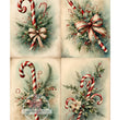 Retro Candy Cane Quads Tree Rice Paper (DC474) - Decoupage Central