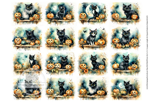 Cats n Pumpkins Multi Duo Rice Paper (DC479)  - Decoupage Central