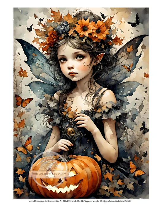 Pumpkin Fairy Rice Paper (DC481) - Decoupage Central