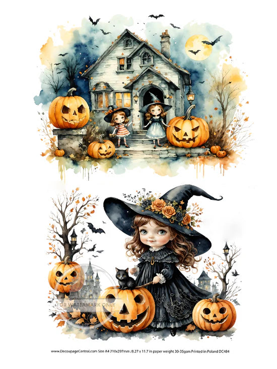 Cute Little Witches Rice Paper (DC484) - Decoupage Central