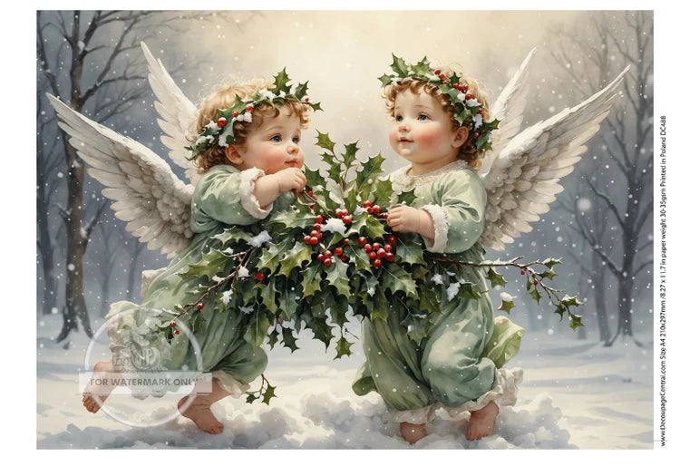 Christmas Cherubs Solo Rice Paper (DC488) - Decoupage Central