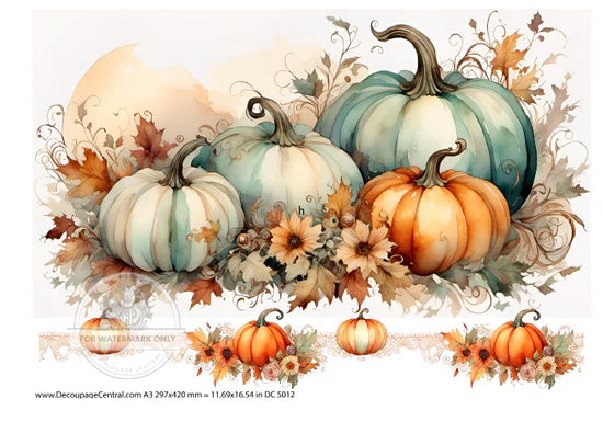 Watercolor Pumpkins Rice Paper - Decoupage Central