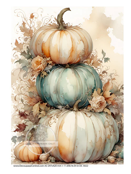 Watercolor Pumpkin Stacked Rice Paper - Decoupage Central