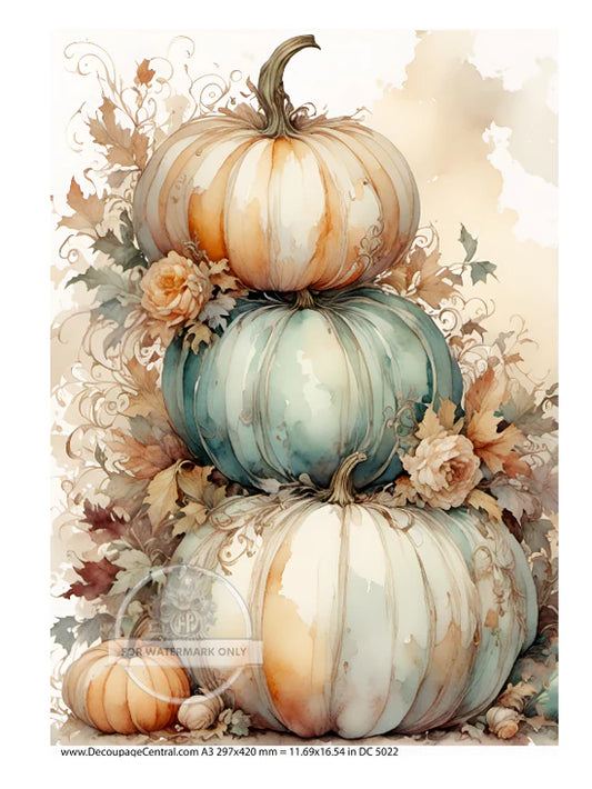 Watercolor Pumpkin Stacked Rice Paper - Decoupage Central