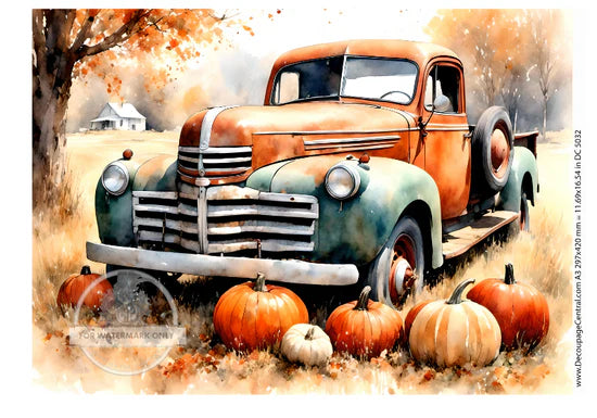 Autumn Truck Rice Paper (DC5032) - Decoupage Central