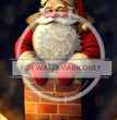 Santa in the Chimney Rice Paper - Decoupage Central