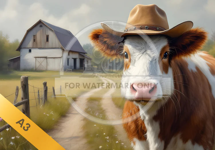 Farmer Cow Rice Paper (DC5068) - Decoupage Central