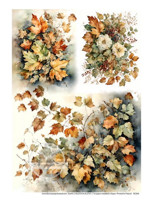 Fall Leaves Trio Rice Paper (DC509) - Decoupage Central