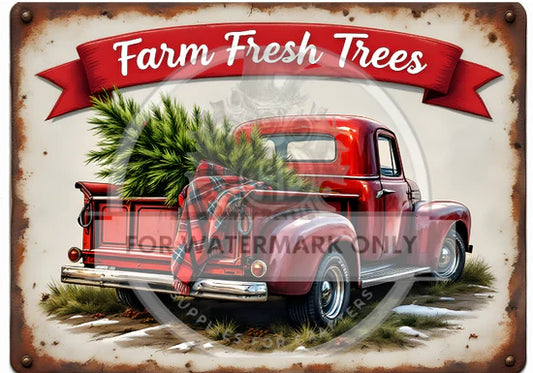 Farm Fresh Christmas Truck Rice Decoupage Paper (DC5101) - Decoupage Central