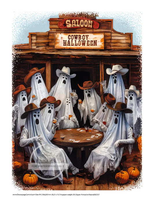 Cowboy Halloween Rice Paper (DC517) - Decoupage Central