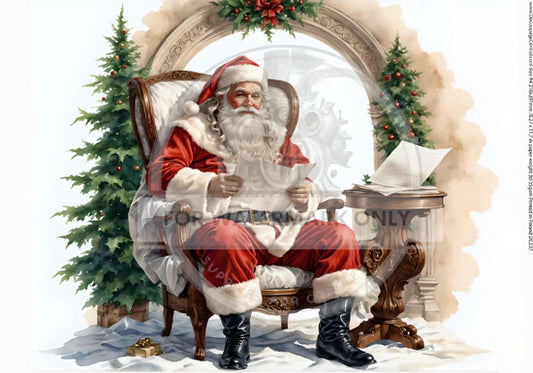 Santa & His List Rice Paper (DC537) - Decoupage Central