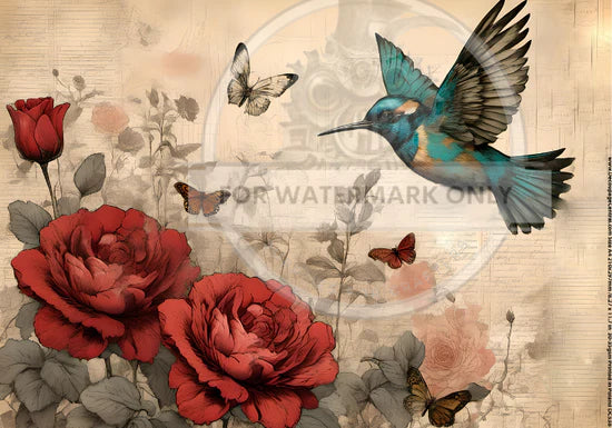 Hummingbird Rice Paper (DC538) - Decoupage Central