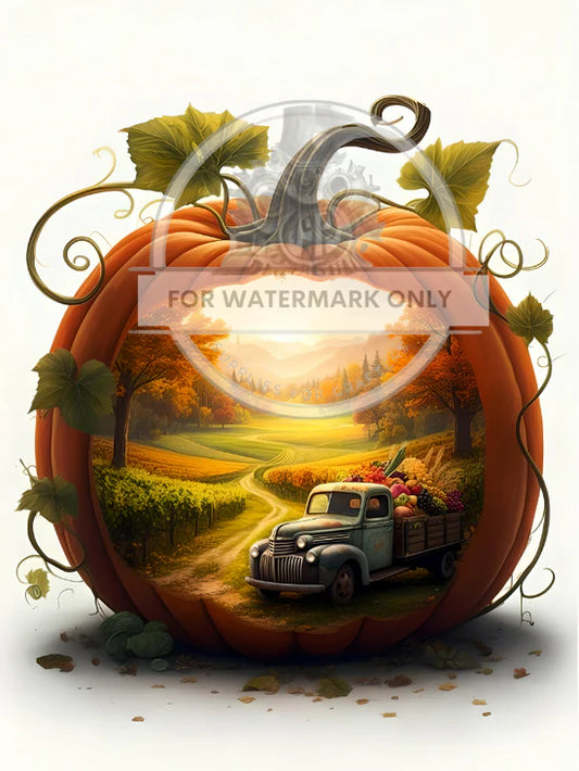 Pumpkin Truck Rice Paper (DC548) - Decoupage Central