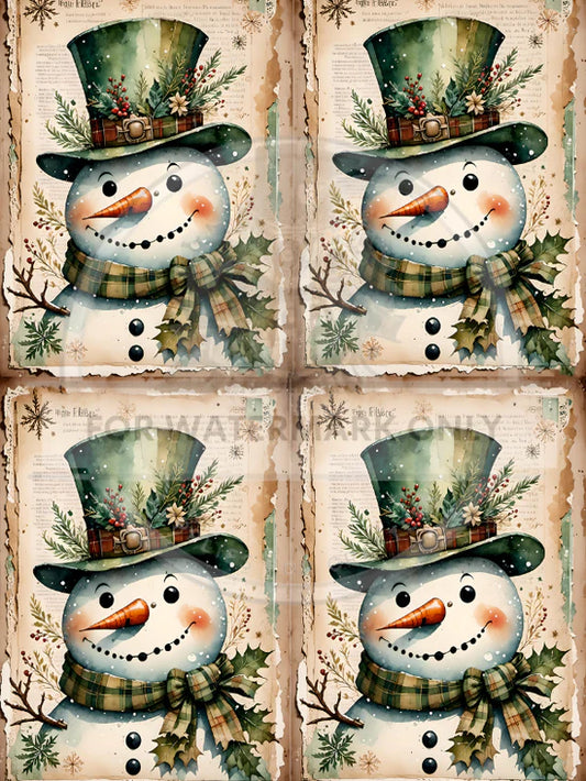 Snowman Closeup Quad Rice Paper (DC593) - Decoupage Central