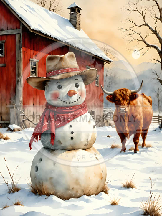 Cowboy Snowman Rice Paper (DC591) - Decoupage Central